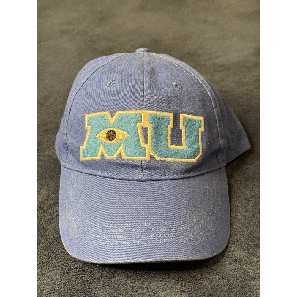 Disney Parks Monsters University Baseball Cap Strapback Hat Blue Patch Logo